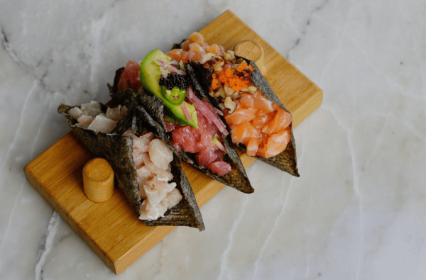 sushi-style tacos with ceviche seafood at mayakoba